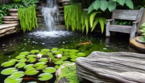 water elements and water plants integration in gardens